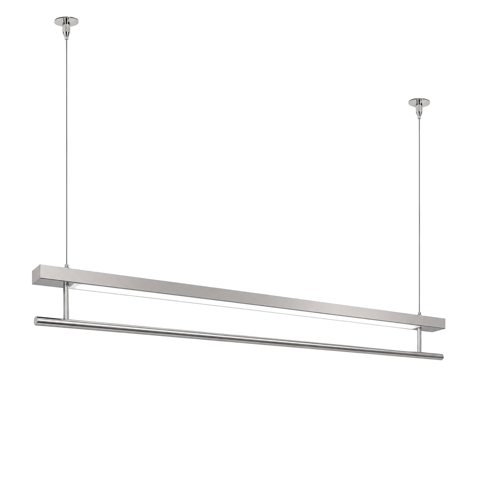 Jcgly Ceiling Mounted Lighted Clothing Rack, Retail Display Clothes Rod with Light, Garment Rail, Silver Stainless Steel(100cm/39inch)