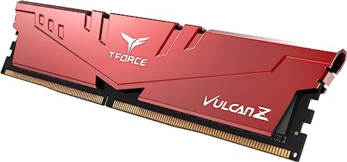 Image of TeamGroup T-Force Vulcan Z 16GB 3200MHz DDR4 (3200MT /s) CL16 Red UDIMM Desktop Gaming Memory, Metal Heatsink, Supports XMP 2.0, Compatible with Intel /AMD CPU, High Performance, Low Latency RAM Module