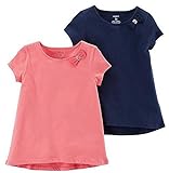 Carter's Toddler Girl's 2-Pack Bow Tee Shirt, Pink/Navy, 2T
