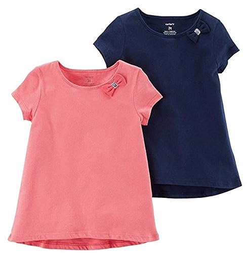 Carter's Toddler Girl's 2-Pack Bow Tee Shirt, Pink/Navy, 2T