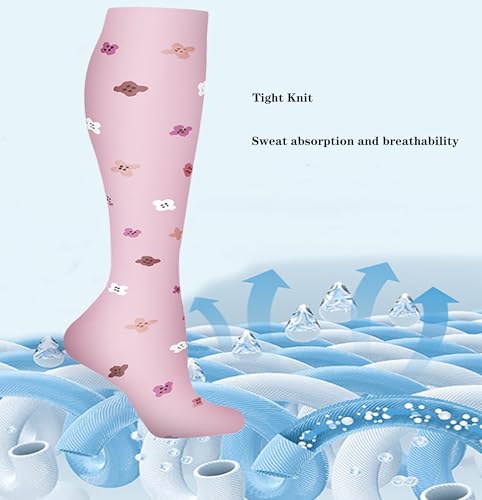 Image of Women's Knee High Compression Socks for Running Work Support Nurses Pregnancy Travel,Colorful Over The Calf Socks,#W402