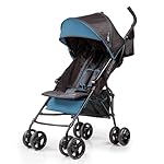 Summer by Ingenuity 3D Mini Convenience Stroller – Lightweight Stroller with Compact Fold, Multi-Position Recline, Canopy with Pop Out Sun Visor – Umbrella Stroller for Travel & More, Blue/Black