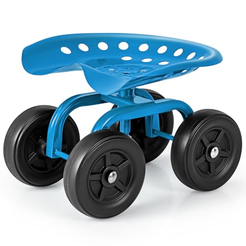 Toolsempire Garden Cart with Seat, Heavy-Duty Rolling Outdoor Wagon Scooter