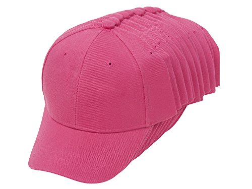 Top Headwear 12-Pack Youth Adjustable Baseball Hat - Neon Pink #TOP18