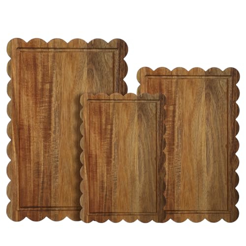 Set 3 tablas de cortar madera Acacia con ranura miniatura 1