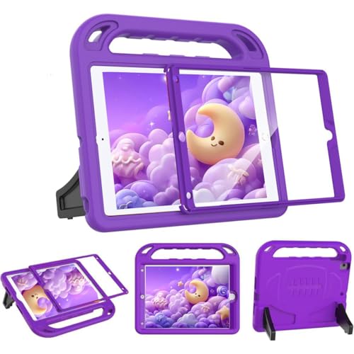 BMOUO Kids Case for iPad 6th/5th Generation (iPad 9.7-inch, 2017/2018), iPad 9.7/Air 2 Case with Screen Protector, Shockproof Handle Stand iPad 6th 5th Generation Cas e for Kids, Purple