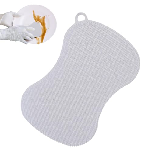 Éponge en silicone pour lave-vaisselle – 13,7 x 9 cm – Brosse à poils doux avec trou – Éponge de cuisine anti-rayures de qualité supérieure, à...