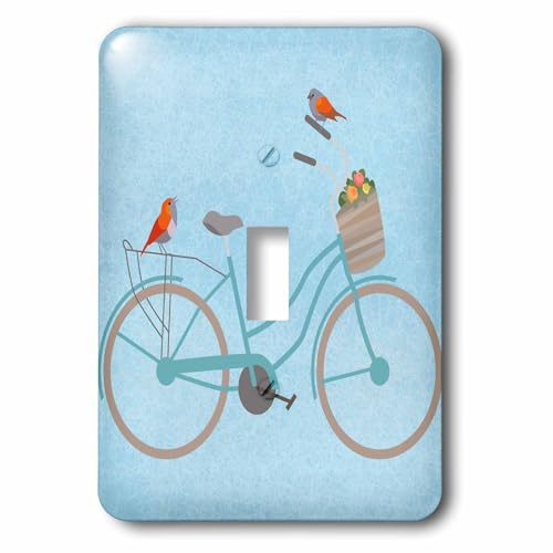 Interrupteur à bascule unique oiseaux sur vélo multicolore