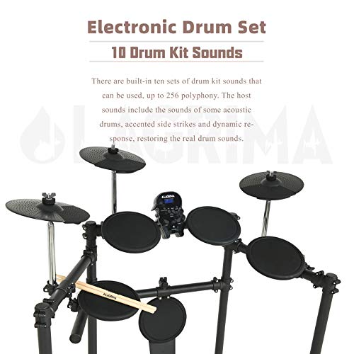 LAGRIMA LAG-700 Electric Drum Set Electronic Kit with 5 Drums 3 Cymbals, Electric Drum with Solid Support, Drum Stick