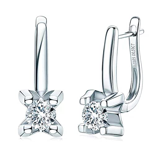Boucles d'oreilles créoles moissanite 1 carat argent sterling femme