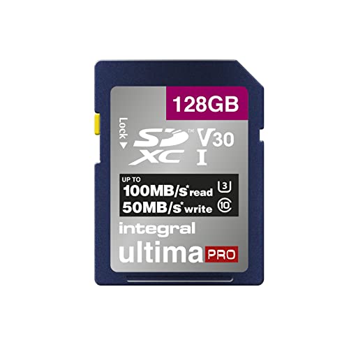 Integral 128GB SD Card 4K Ultra-HD Video Premium High Speed Memory Card SDXC Up to 100MB/s SDXC V30 UHS-I U3 Class 10 SD Memory Card