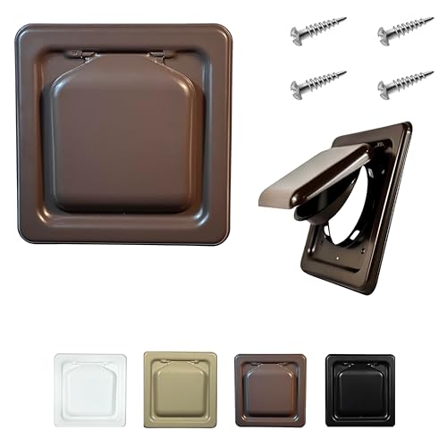 Image of NO-PEST VENT Dual Door Dryer Vent Cover 4 Inch Outdoor, Made in USA, Highest UV-Resistant Plastic, No Lint-Collecting Screen (Brown, 4 inch Metal Vent No Collar)