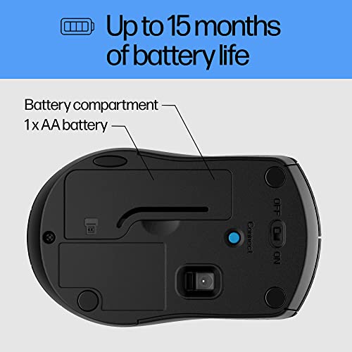 Image of HP X3000 G2 Wireless Mouse - Ambidextrous 3-Button Control, & Scroll Wheel - Multi-Surface Technology, 1600 DPI Optical Sensor - Win, Chrome, Mac OS - Up to 15-Month Battery Life (‎28Y30AA#ABA, Black)