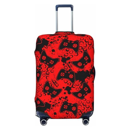 Game Joystick On Red Background Luggage Suitcase Covers Elastic Washable Game Theme Luggage Protector Travel Suitcase Protective Cover For Kid And Adult, S (Fit 18-21 Inch Luggage)