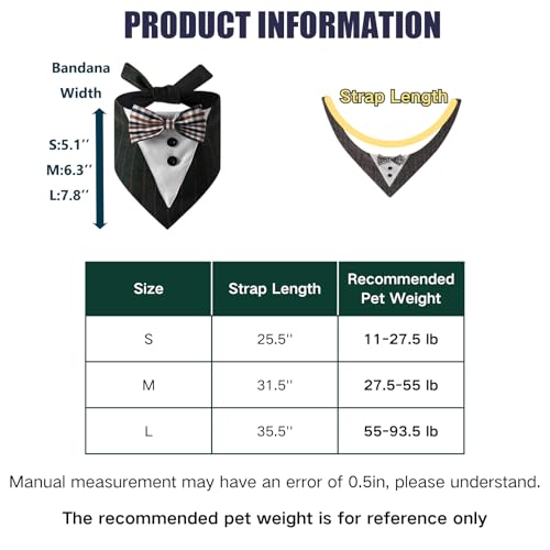 Hariakji Bandana de coleira de smoking para cães, bandana de casamento para cães, coleira de gravata