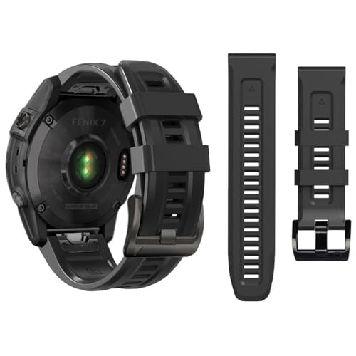 22mm Watch Band for Garmin Fenix 5/Fenix 6/Fenix 7/Fenix 8 47mm/Fenix E 47mm, Soft Silicone Band Strap Wristband with Quick Fit for Garmin Smart Watch (Black) by Emilydeals - Used condition - US$9.79