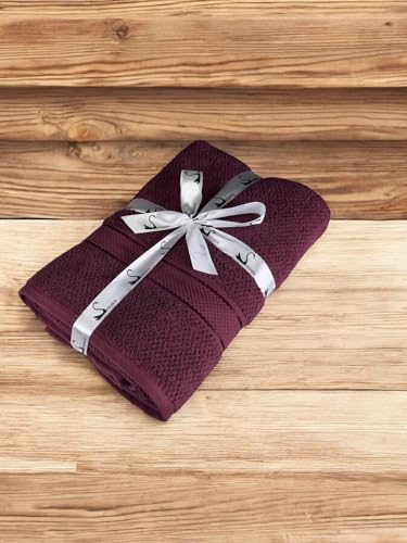 Image of SENSES By Riba Cotton Towels for Bath 550 GSM - Burgundy, 1 Pc | Super Soft, Large Size, Absorbent, Lightweight, Antimicrobial, Low Linting