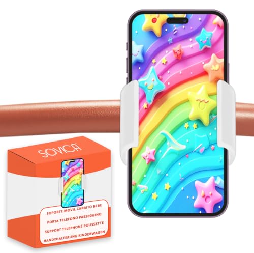 Sovica Soporte movil Carrito Bebe Universal valido para Smartphones de hasta 7.6' Blanco