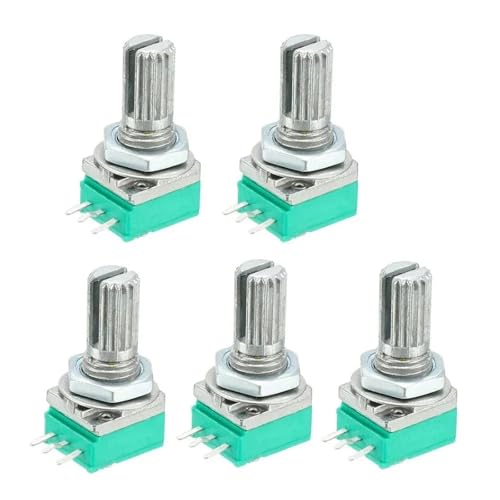 RK097N B1K B5K B10K B100K B500K 3Pin Shaft 15mm Amplifier Sealing Potentiometer Industrial Switches 5Pcs(1K Ohm)