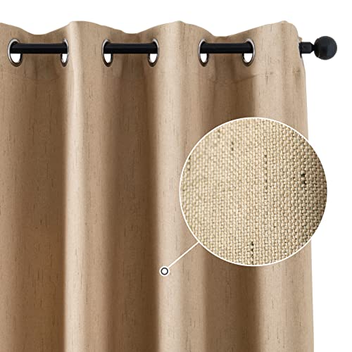 GIRASOLE HOME® Paire de rideaux semi-occultants anti-flammes pour cuisine, restaurant, hôtel, fantaisie, à tronçons, tissu ignifuge, 2 panneaux avec œillets (140x275 cm, Maggese) Cover