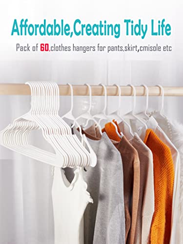 Smartor Plastic Hangers 60 Pack, Heavy Duty Plastic Hangers, Space Saving Clothes Hangers Plastic, Thick Plastic Hanger Shirt Hangers For Clothes, Shirts, Blouses And Dress (White) #TOP3