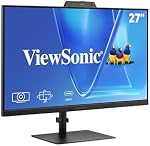 Moniteur ViewSonic VG2741V 27 po 1080p, écran IPS avec Windows Hello, microphone intégré et webcam IR 5MP pour des vidéoconférences fluides, ergonomie avancée, entrées USB-C, HDMI et DisplayPort