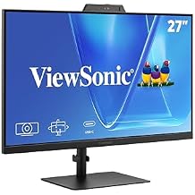 ViewSonic VG2741V 27 Inch 1080p Monitor, IPS Display with Windows Hello, Built-in Microphone, and IR 5MP Webcam for Smooth Video Conferencing, Advanced Ergonomics, USB-C, HDMI, and DisplayPort Inputs