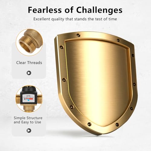 VOBOR 3 Wege Thermostat Mischventil,Mischventil G3/4,Thermostatisches Mischventil DN20 Außengewinde Messing, Hochwertiges Und Langlebiges Thermostatventil Für Solar-Wasser-Heizung