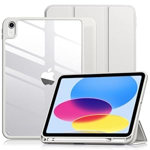 Vobafe Hülle für iPad A16 11. Generation 2025/iPad 10. Generation 2022 (11/10, 9 Zoll) mit Stifthalter, PC Transparent Rückseite Schutzhülle Unterstützt Touch ID, Auto Schlafen/Wachen, Grau