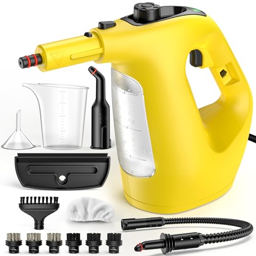 LyriFine Handheld Steam Cleaner for Home, 1400W Pressurized Steamer Cleaner &13 Accessories, 10S Warm Up &Steam Lock, 450ml Steam Cleaner Handheld, Hand Held Steamer for Cleaning Tile Grout Car Shower