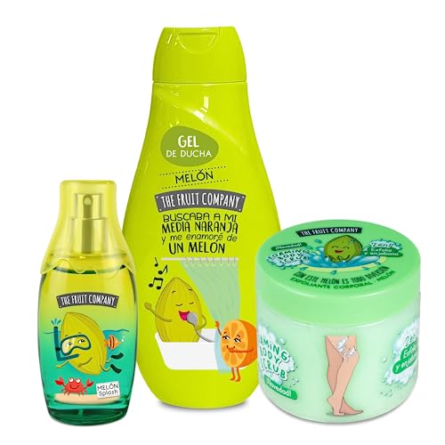 The Fruit Company. Edición Exclusiva MÍMATE MELÓN ATRACCIÓN. Pack compuesto por 1 Gel Ducha + 1 Exfoliante corporal + 1 Colonia.