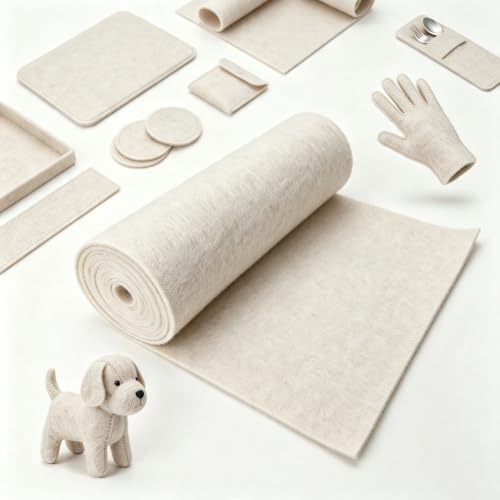 XLTBOMS Filz Meterware 4mm Dick 42×300cm Filzstoff Filzrolle Beige