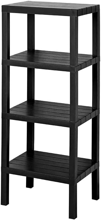 Mithra Life 4 Katlı Plastik Siyah Banyo Mutfak Rafı MIT1050 | 4 Katlı Köşe Rafı | Banyo, Mutfak ve Kiler İçin Yer Tasarruflu Organizer | Çok Amaçlı Plastik Raf