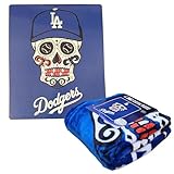 Northwest MLB Royal Plush Raschel Sugar Skull Throw Blanket, 50' x 60' (Los Angeles Dodgers)