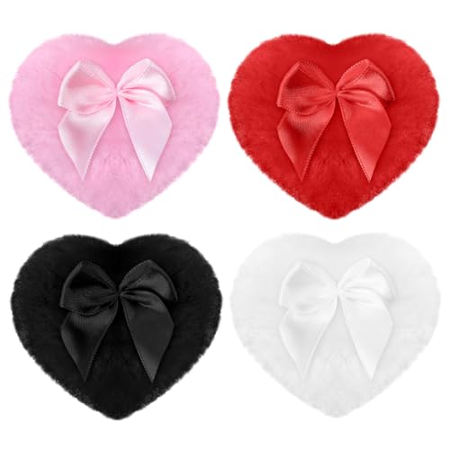 Guduling 4 Pcs Dusting Powders Puffs,Heart Body Powders Puff,9cm Reusable Powder Puff for Talcum Powder for,Wet and Dry Makeup Tools for Babies,Kids,Adults (4 colors)