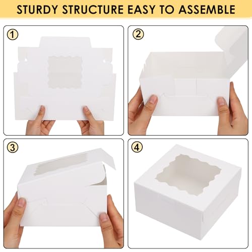 image for Moretoes 30pcs Cookie Boxes, 6x6x3 Inches Bakery Box with Window, Whit