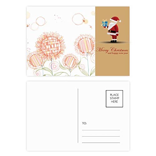 Cartes postales peintes à la main tournesol et Père Noël | Coffret cadeau correspondance
