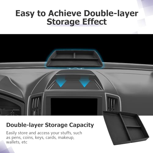 Image of LUWU for 2024 Edge Dashboard Storage Tray - 2021 2022 2023 2024 Ford Edge 12-inch Behind Screen Organizer Center Console Display Box Dash Tray Edge 2024 Accessories (Only for 12 inch Screen)