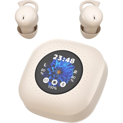 Sleepals Touch Wireless Sleep Earbuds with Smart Charging Case, Noise Reducing Headphones for Side Sleepers, Touch Screen Display (Beige)