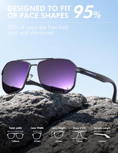 Image of Luenx Aviator Polarized Sunglasses for Men: Square UV400 Driving