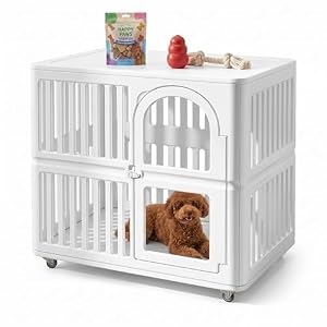 Plastic Dog Crate with Wheels,...