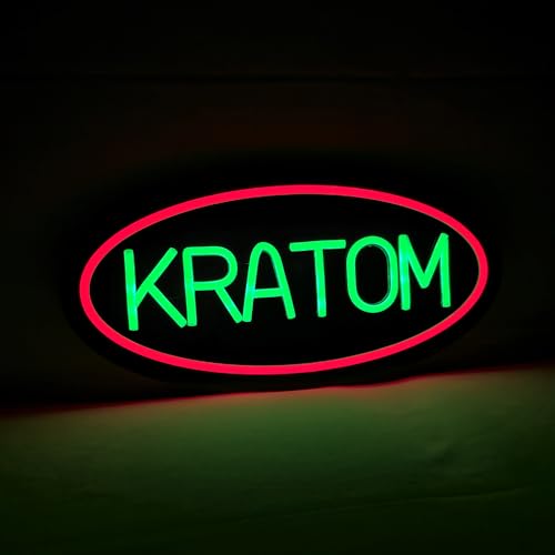 LED Kratom Neon Sign, 16"x8", Smoke & Vape Shop Decor, Tobacco Store Light