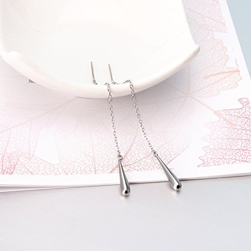 Luhe Sterling Silver Teardrop Threader Earrings Long Chain Dangle Earrings Christmas Gifts For Women #TOP1