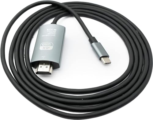 Cable HDMI de 200 cm 4K estándar macho a USB 3.1 tipo C adaptador blanco System-S 3