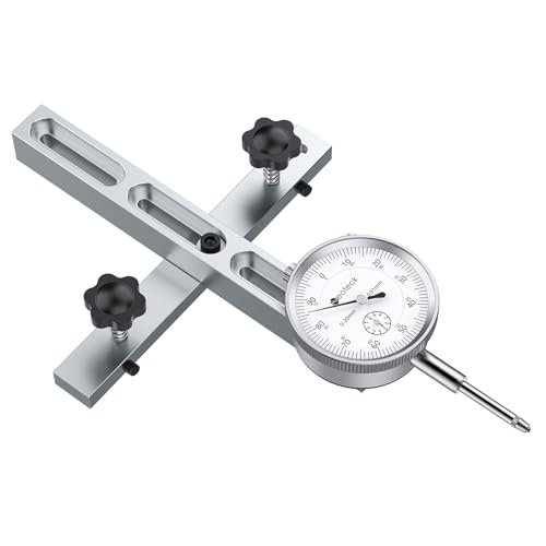 Neoteck Reloj Comparador 0-20mm Indicador Digital con 0.75 pulgada Barra de Aluminio Anodizado Indicador de Prueba de Dial para Alinear y Calibrar Sierras de Mesa de Maquinaria de Taller-Plata