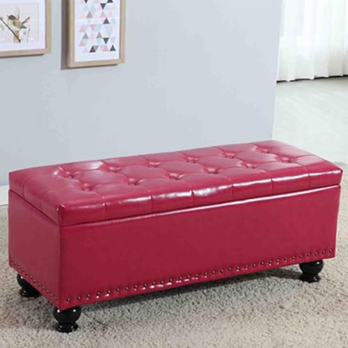 Bancos de almacenamiento reposapiés taburetes otomanos de cuero rectangular 2