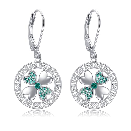 Boucles d'oreilles trèfle à quatre feuilles anti-allergie en argent sterling
