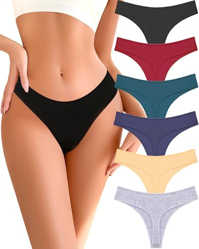 Image of READY TO LOVE Cotton Underwear for Women Pack Breathable Thongs for Women Sexy Stretch Soft Womens Panties Thong XS-XL