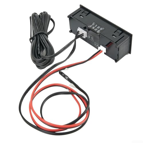 Honseadek Reloj de Coche 3 en 1 de 12V Termómetro Voltímetro Pantalla Digital LED Temperatura