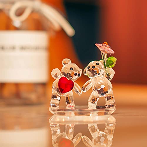 H&D Hyaline & Dora Crystal Bear Figurine Handmade Collectible Glass Couple Bears Ornaments Animal Statue Home Decor Christmas Valentine'S Day Gift thumb #6